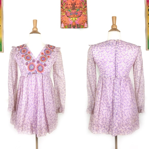 SOLD🦋Vintage 1960s mod micro mini babydoll dress - Picture 4 of 8